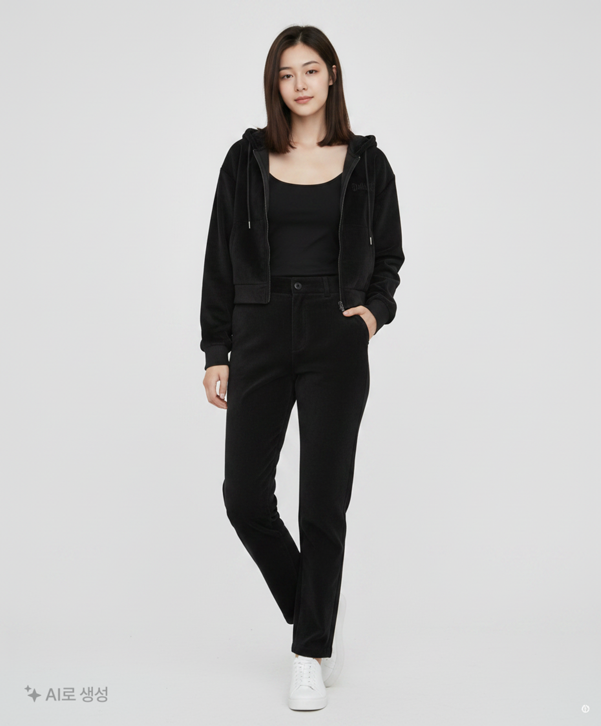 델리센트(DELICCENT) 코듀로이 본딩 후드 점퍼 [BLACK] FREE
