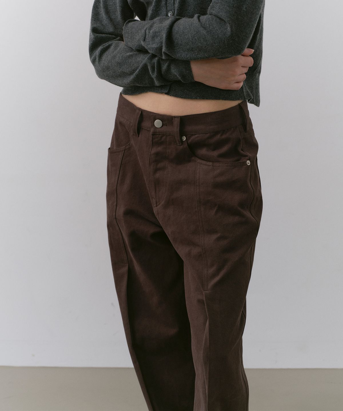 카셀(CACELE) PANEL POCKET COTTON PANTS, BROWN