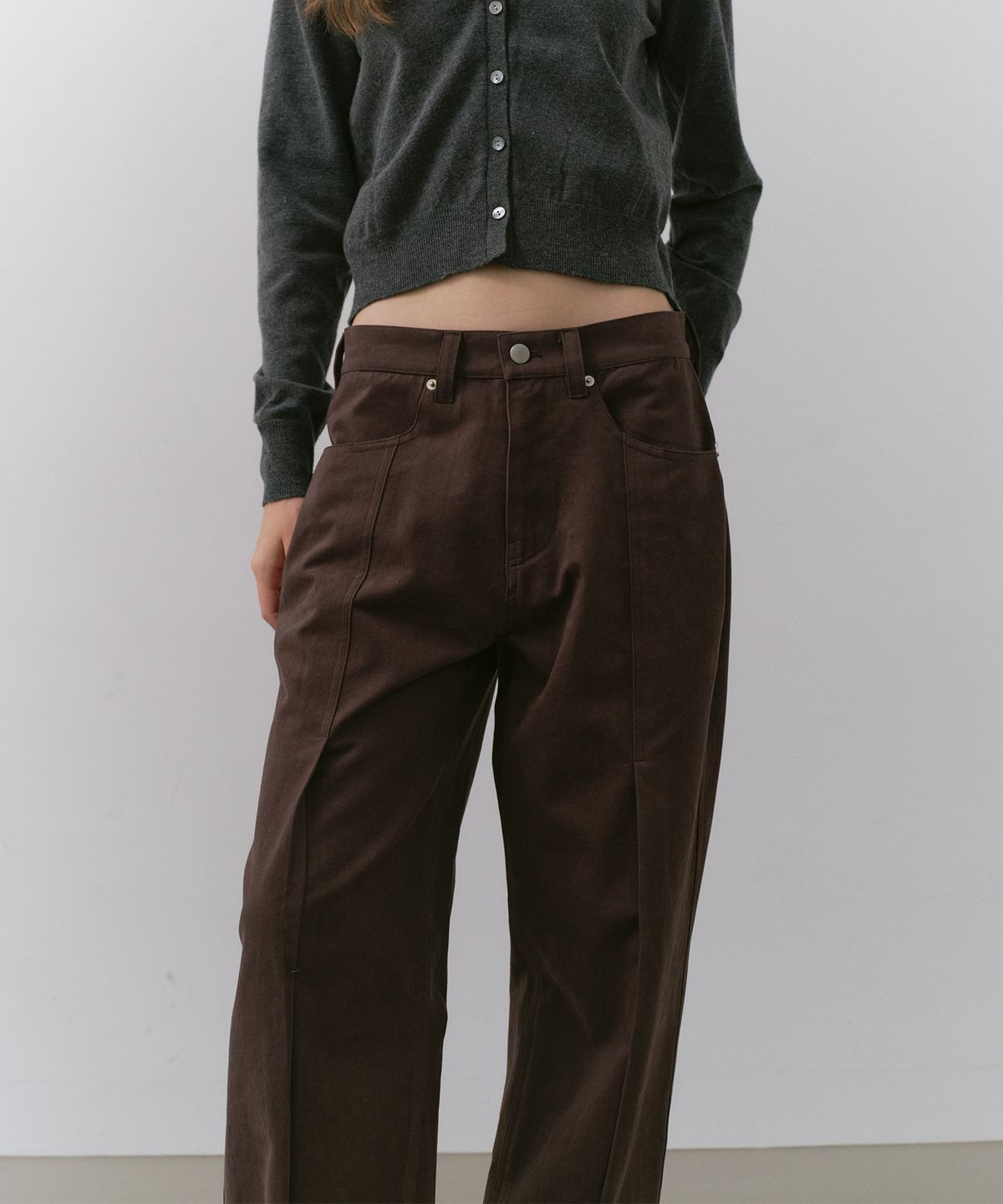 카셀(CACELE) PANEL POCKET COTTON PANTS, BROWN