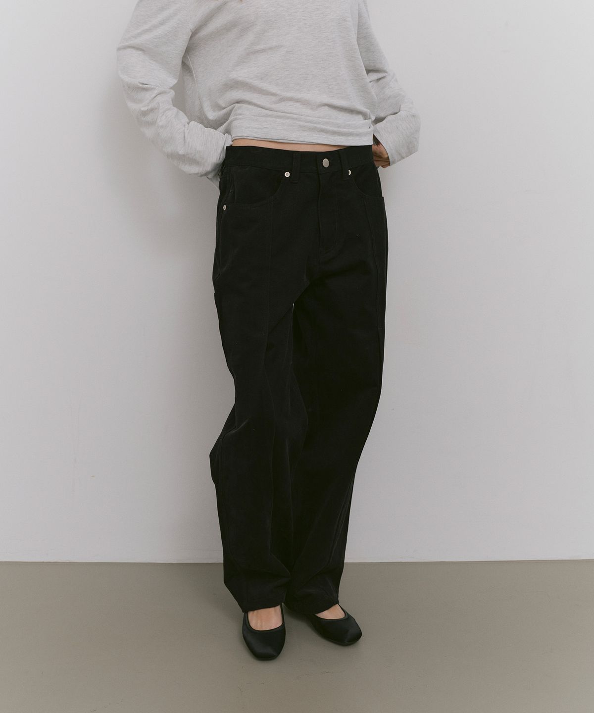카셀(CACELE) PANEL POCKET COTTON PANTS, BLACK
