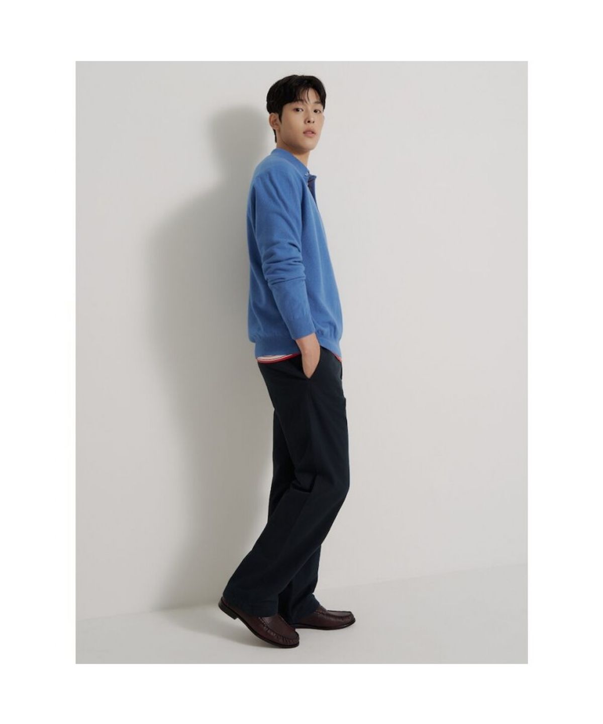 빈폴 멘(BEANPOLE MEN) 약기모 스트레이트 치노 팬츠  네이비