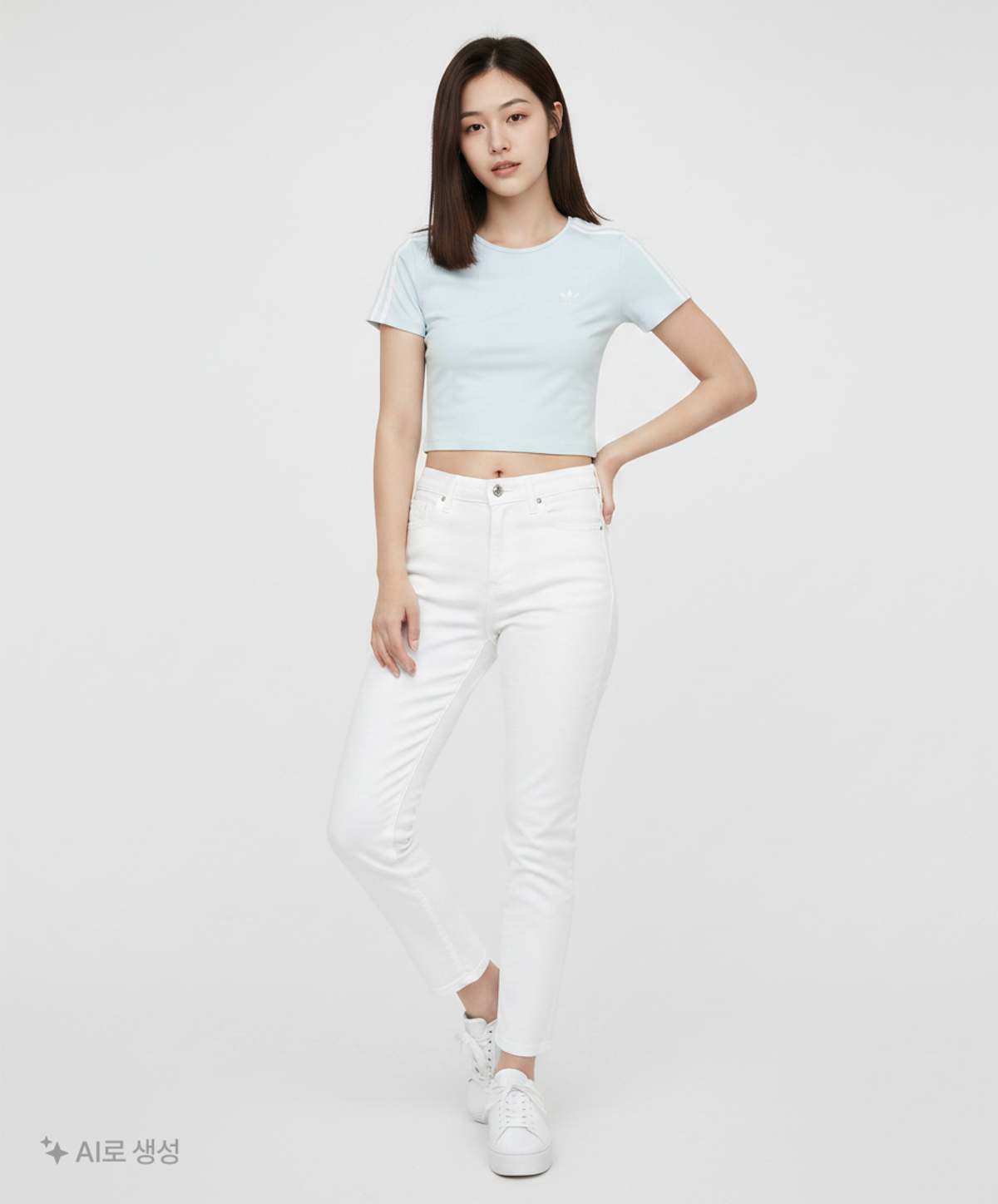 아디다스(ADIDAS) 클래식 크롭 3S 티 - 스카이블루 / HM4711 S