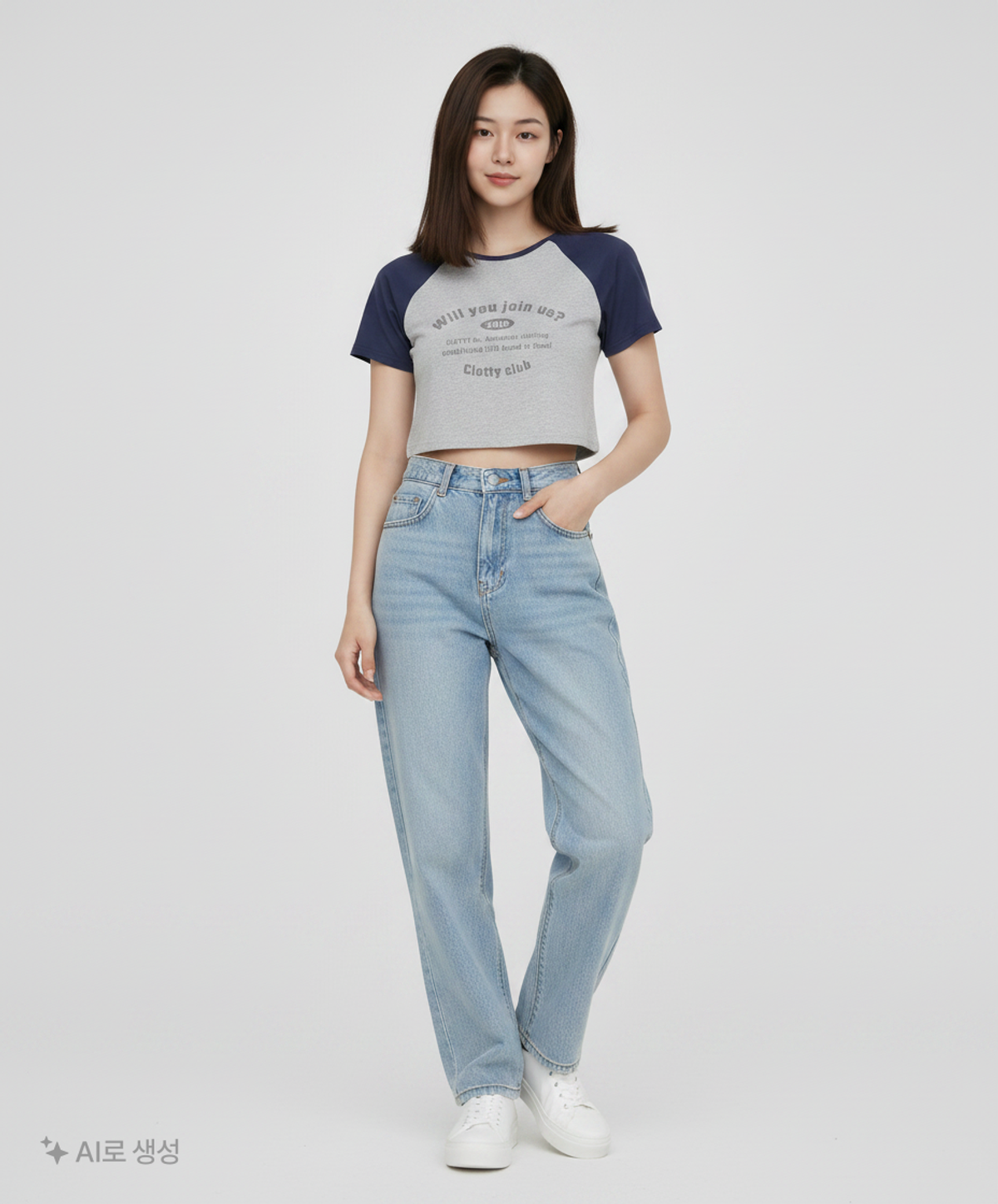 클로티(CLOTTY) V-NECK RAGLAN T-SHIRT NAVY(CY2CMFT509A) FREE