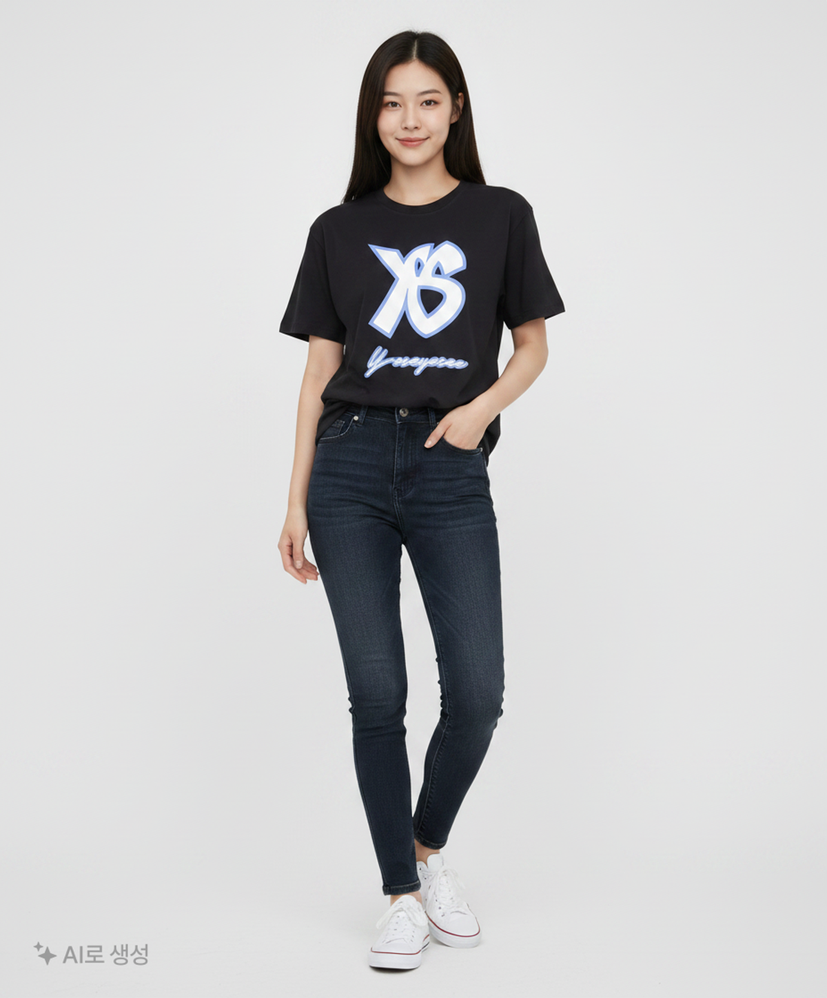예스아이씨(YESEYESEE) ST Logo Tee Black M