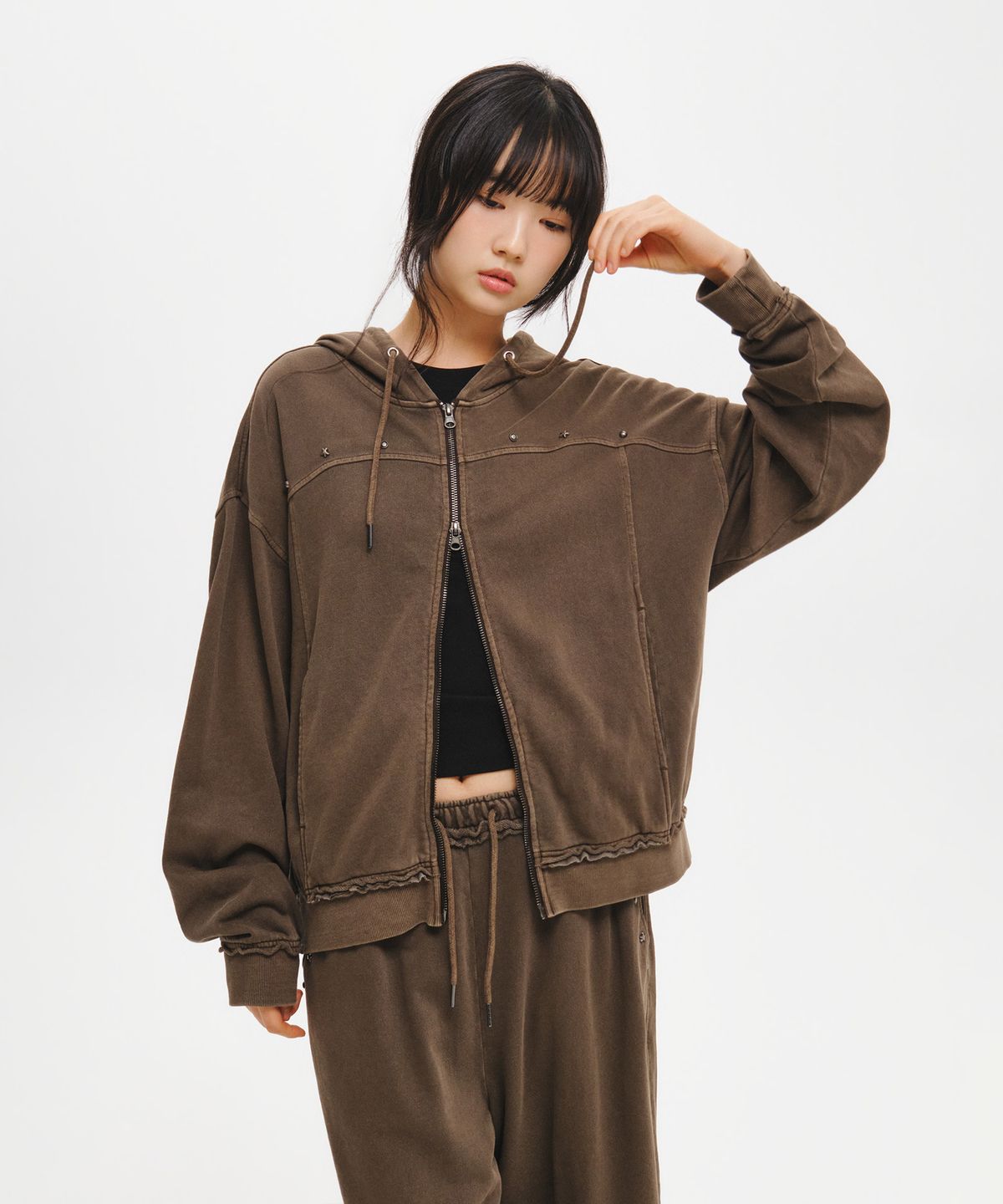 제너럴아이디어(GENERALIDEA) 빈티지 피그먼트 루즈핏 후드 집업 [2COL] / GF3LJP512