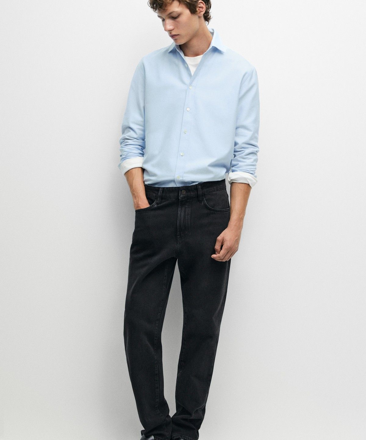 마시모두띠(MASSIMO DUTTI) 100% 코튼 레귤러 핏 옥스퍼드 셔츠