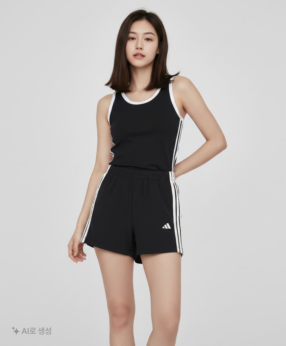 아디다스(ADIDAS) 에센셜 3-스트라이프 라이프스타일 우븐 숏 팬츠 - 블랙:화이트 / JE1309 M
