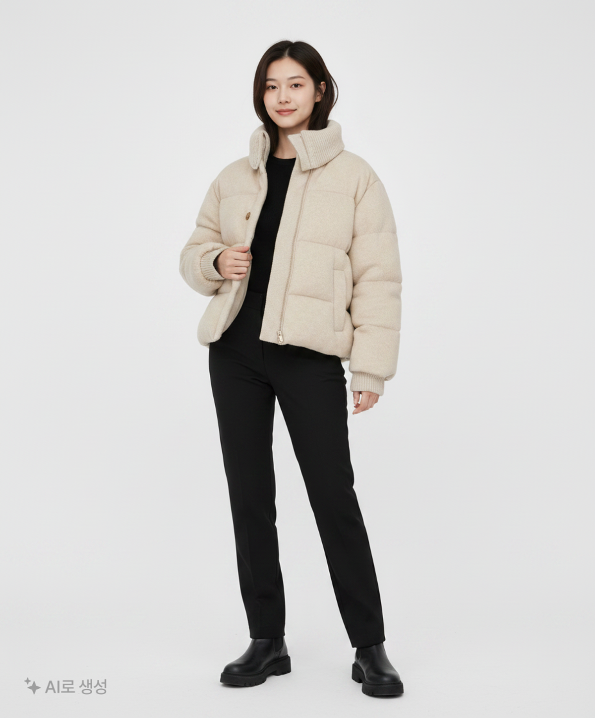 우마뭉(UMARMUNG) Pure shetland wool wing collared puffer_Lamb L