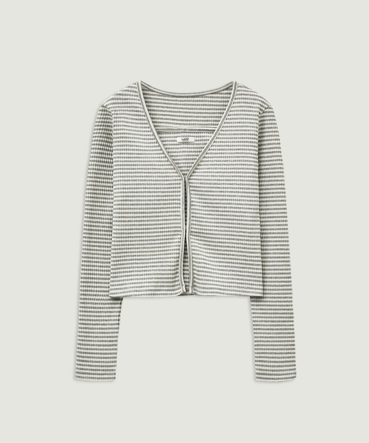 엘무드 우먼(LMOOD WOMEN) SISTER Ribbed Top and Cardigan Warm Grey