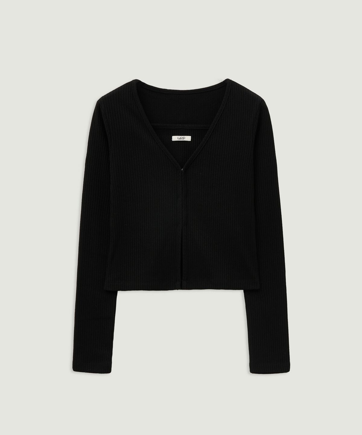 엘무드 우먼(LMOOD WOMEN) SISTER Ribbed Top and Cardigan Black