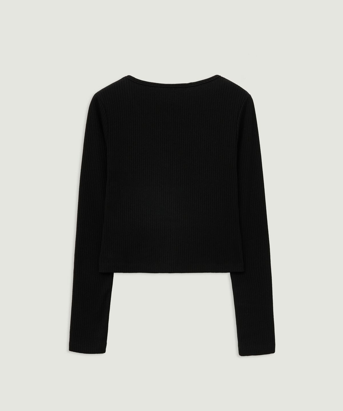 엘무드 우먼(LMOOD WOMEN) SISTER Ribbed Top and Cardigan Black