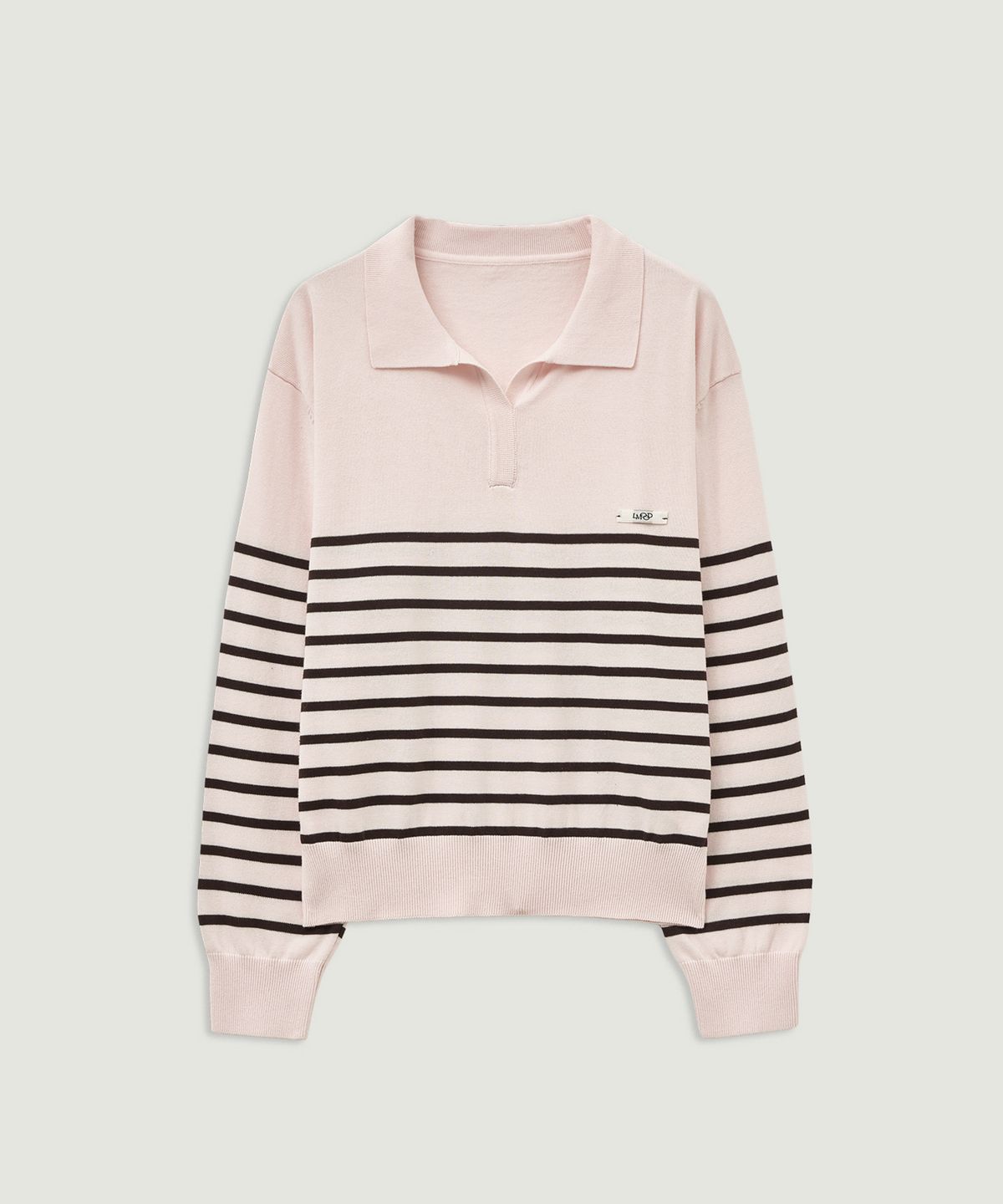 엘무드 우먼(LMOOD WOMEN) CITYAL Cotton Stripe Rugby Knit Pale Pink