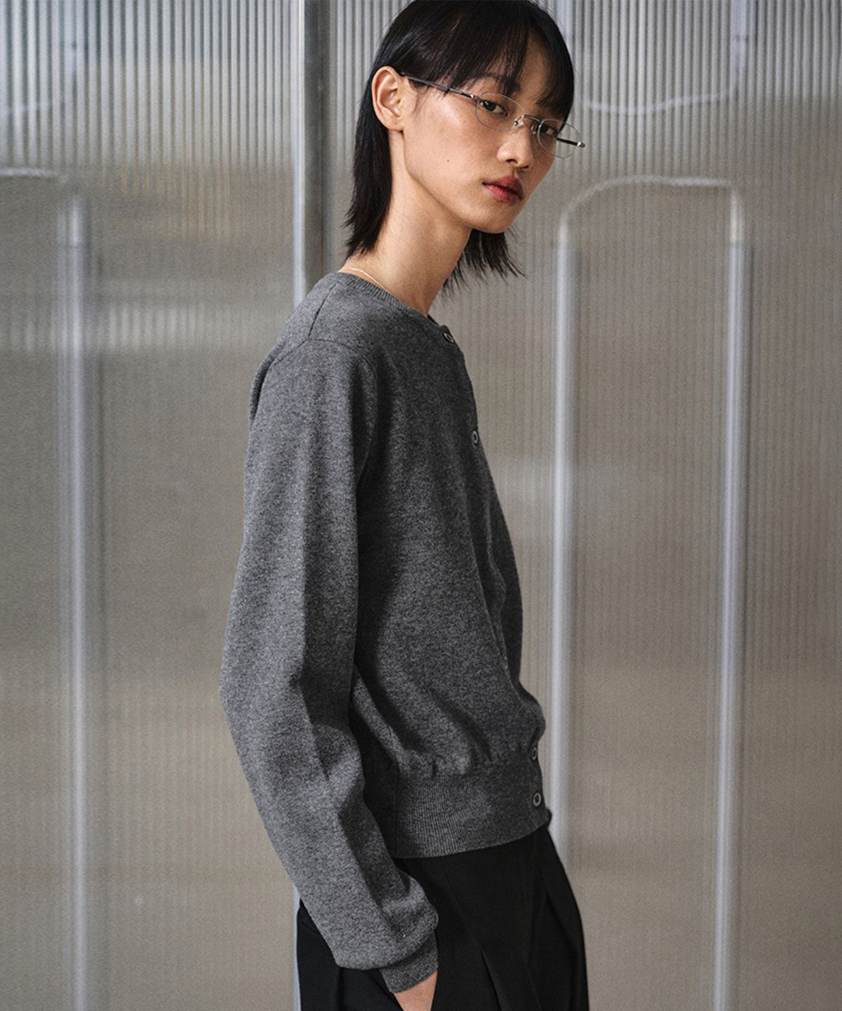 엘무드 우먼(LMOOD WOMEN) ICONIC LD Wool Cotton Round Melange Grey