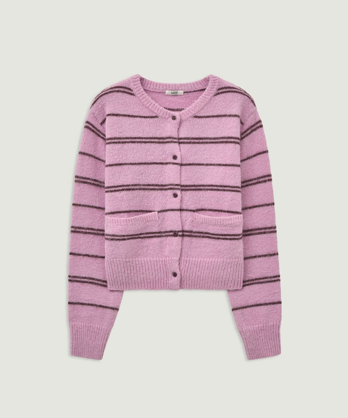 엘무드 우먼(LMOOD WOMEN) THEA Striped Mohair Wool Cardigan Blush Pink