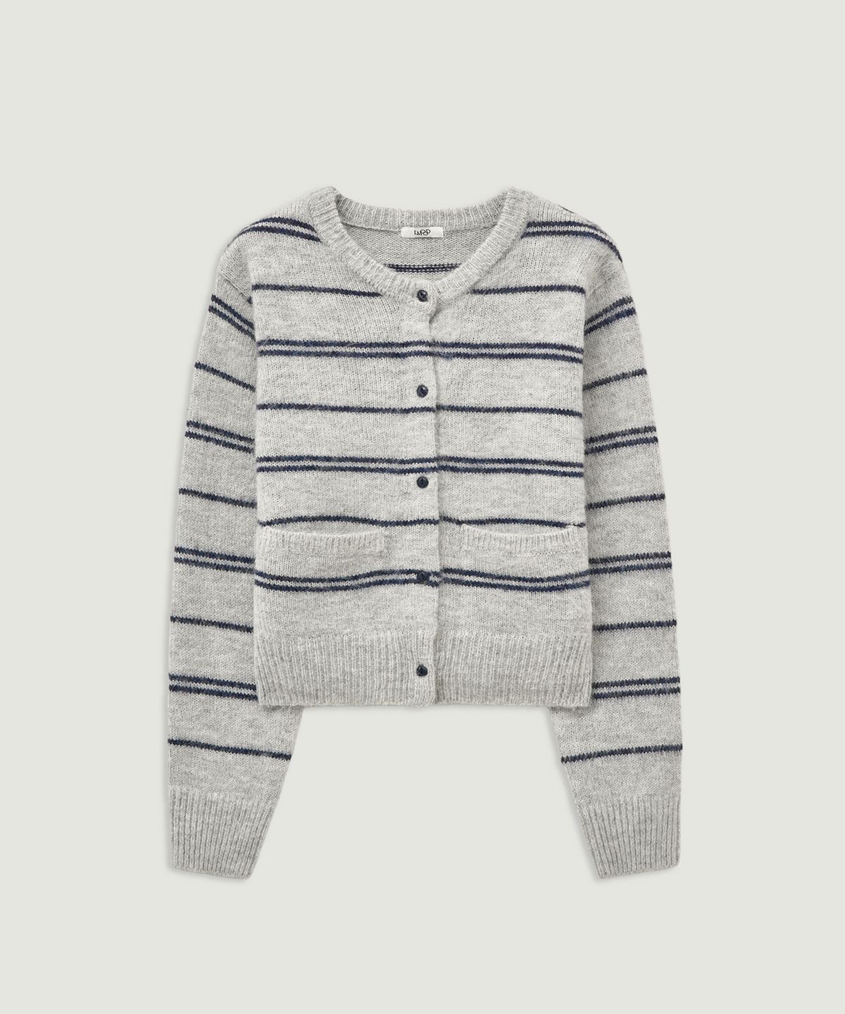 엘무드 우먼(LMOOD WOMEN) THEA Striped Mohair Wool Cardigan Light Grey
