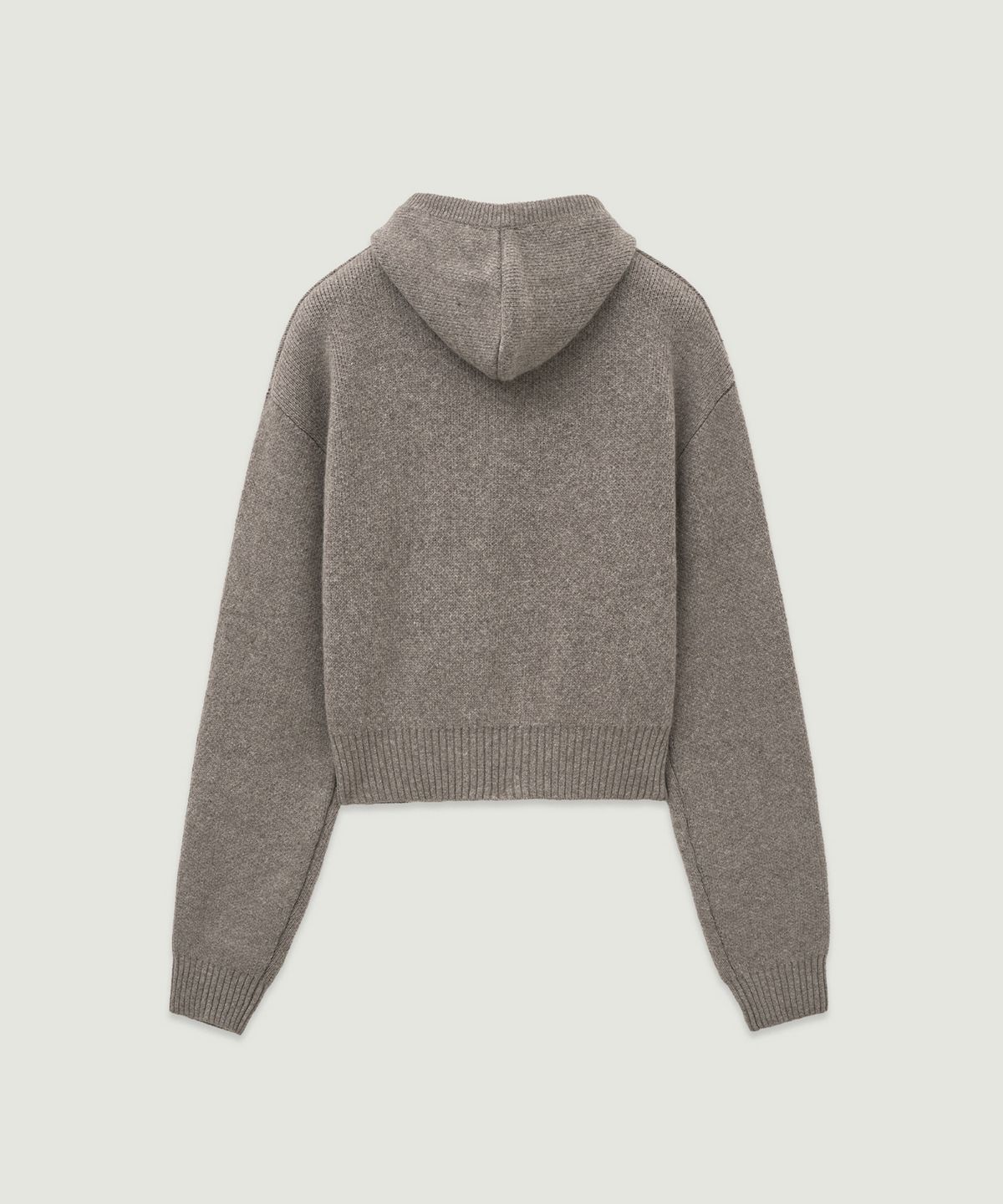 엘무드 우먼(LMOOD WOMEN) TYPO Wool Knit Crop Zip-Up Hoodie Rover Grey