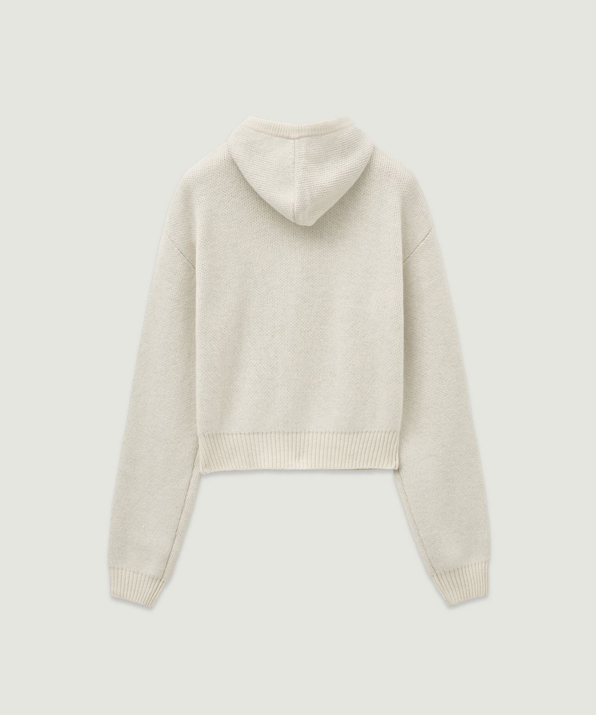 엘무드 우먼(LMOOD WOMEN) TYPO Wool Knit Crop Zip-Up Hoodie Ivory