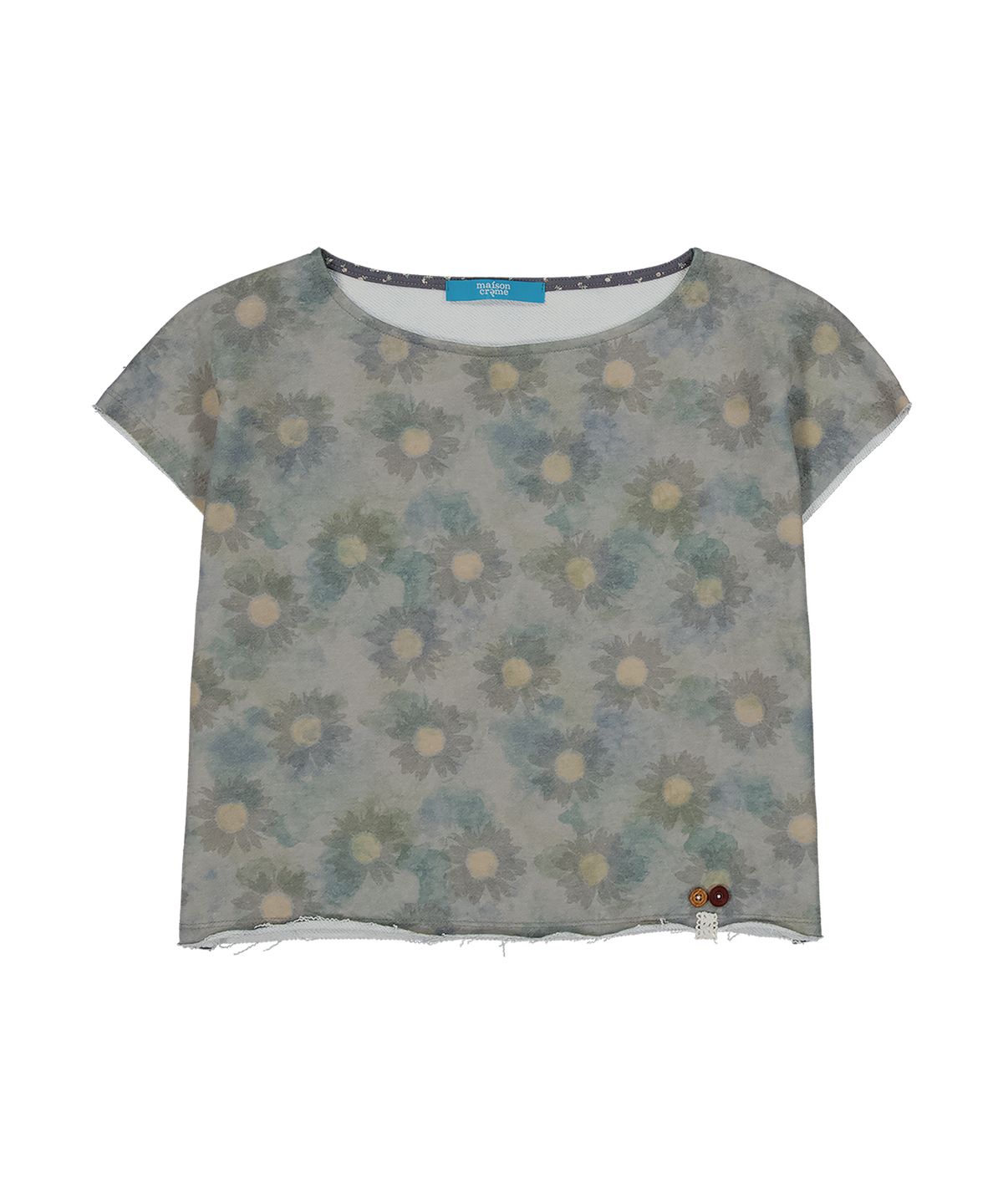 메종크렘(MAISON CREME) Watercolor floral sweatshirt_Khaki