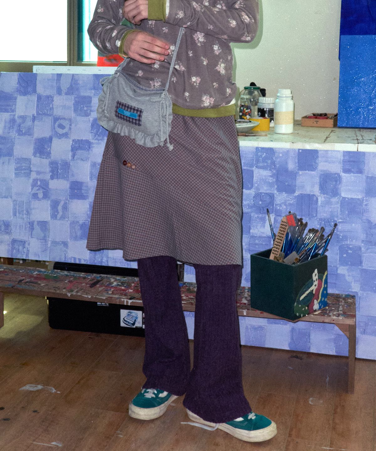 메종크렘(MAISON CREME) Perfect bootscut banding pants_Purple