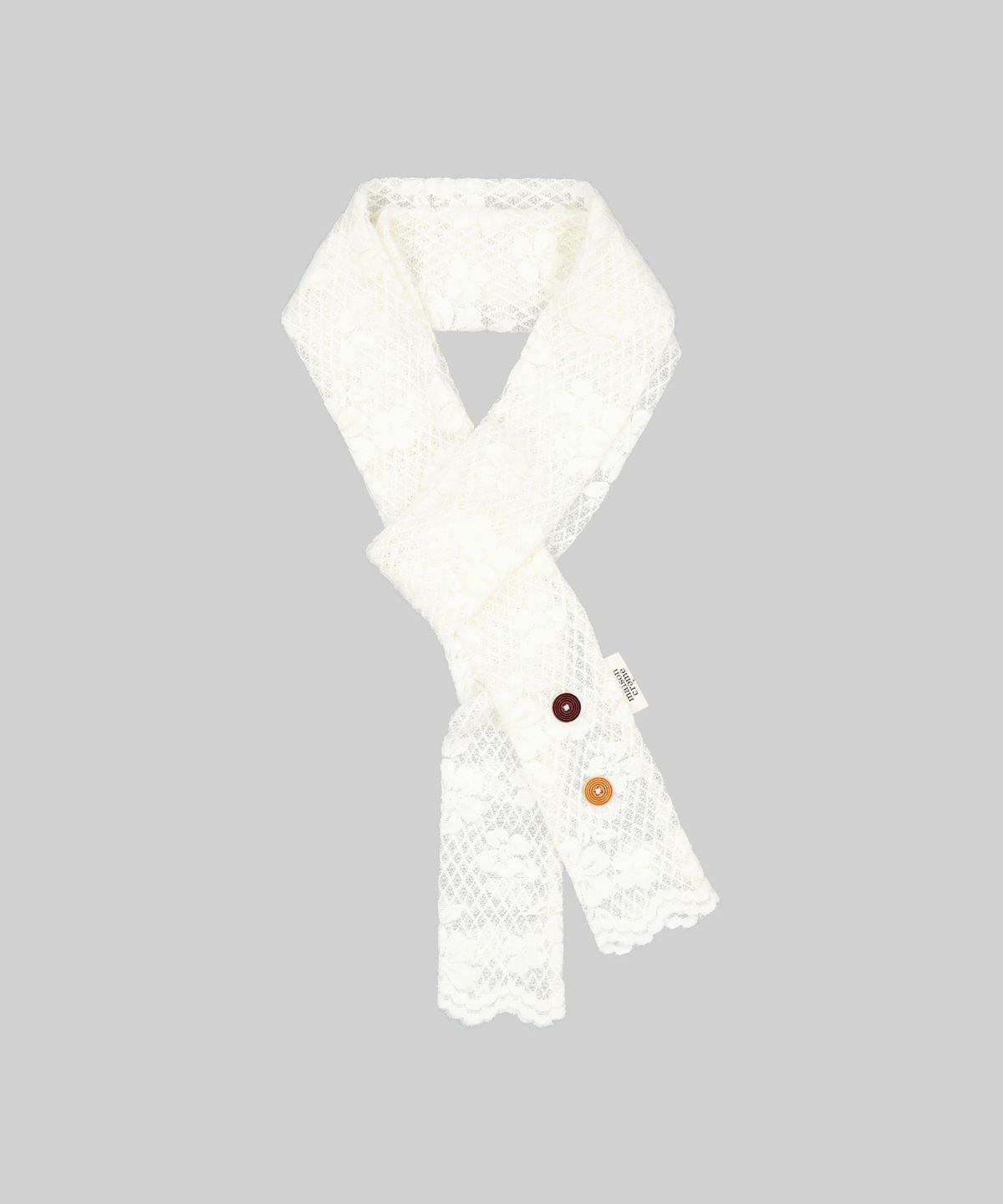 메종크렘(MAISON CREME) long petty scarf_Lace cream