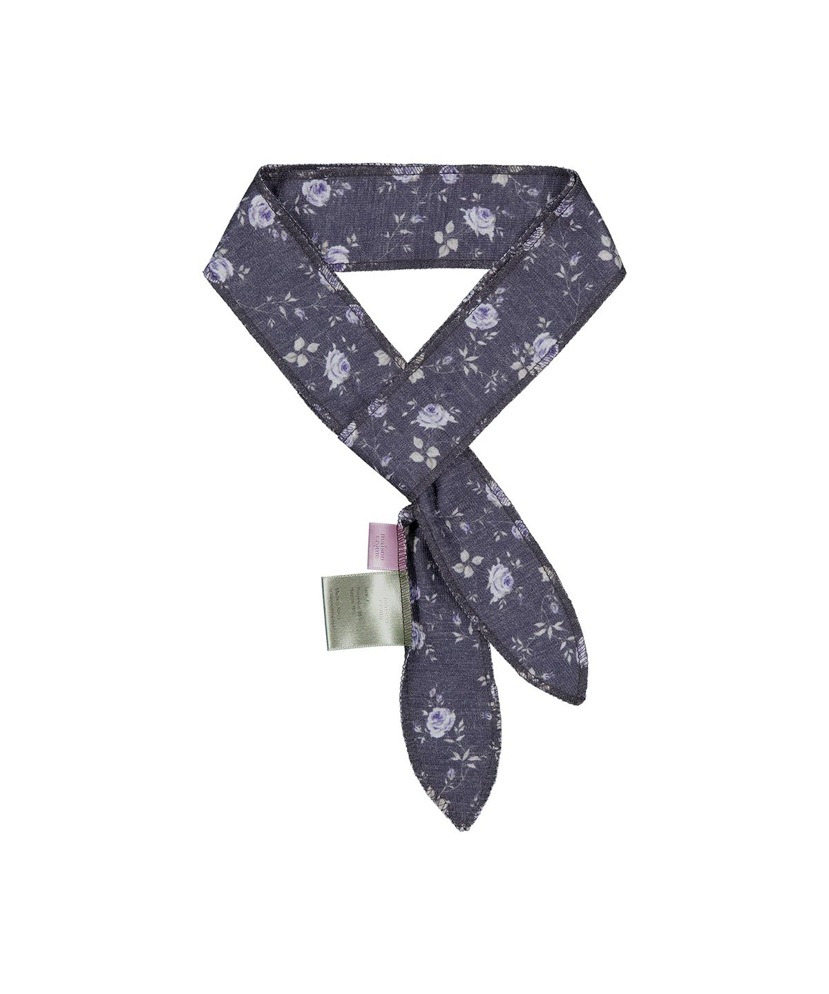 메종크렘(MAISON CREME) long petty scarf_Floral navy