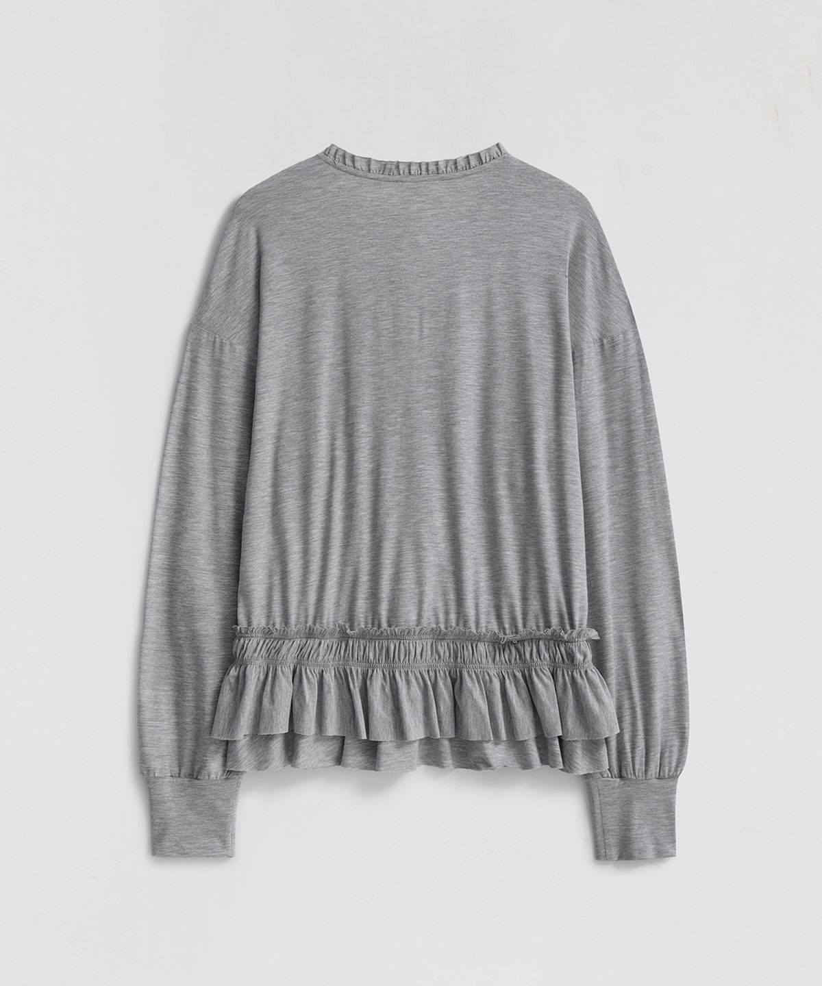 엘무드 우먼(LMOOD WOMEN) RUFFLE Jersey Tunic Top Grey