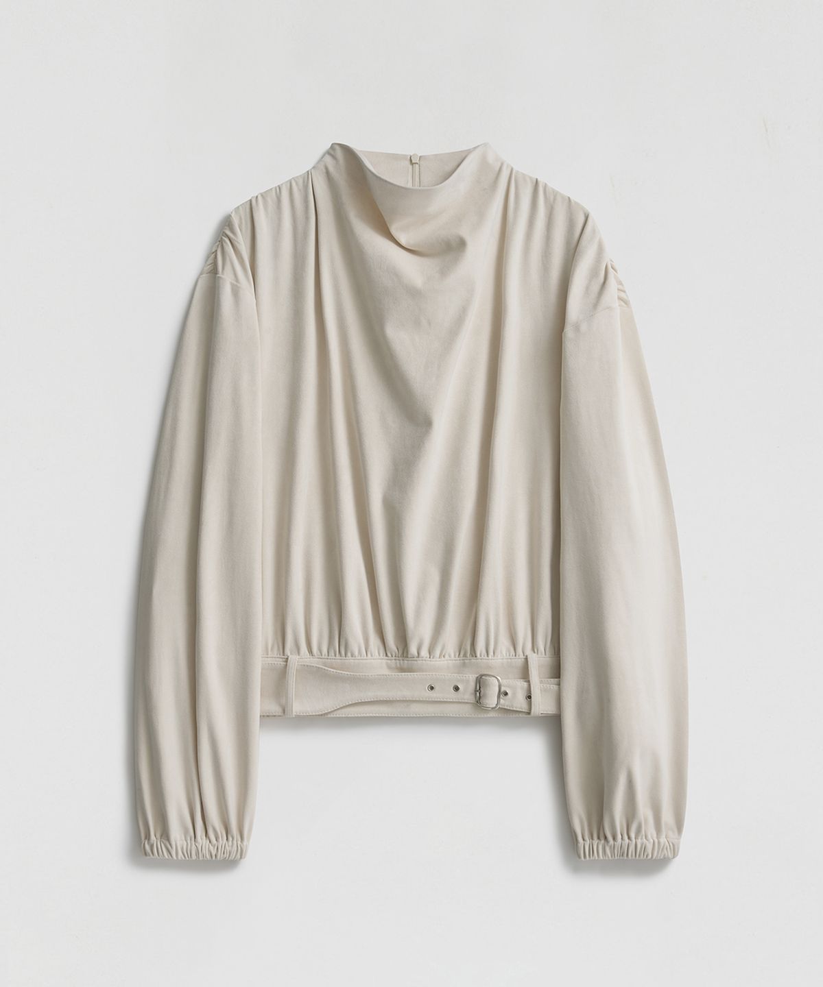 엘무드 우먼(LMOOD WOMEN) DRAPE Suede Blouse Vanilla Cream