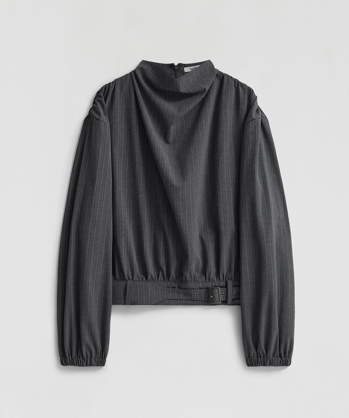 엘무드 우먼(LMOOD WOMEN) DRAPE Pin Blouse Grey