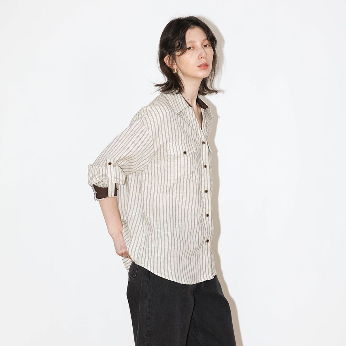 웬스데이딜라잇(WEDNESDAY DELIGHT) WD_Roll-up sleeve stripe shirt_2color