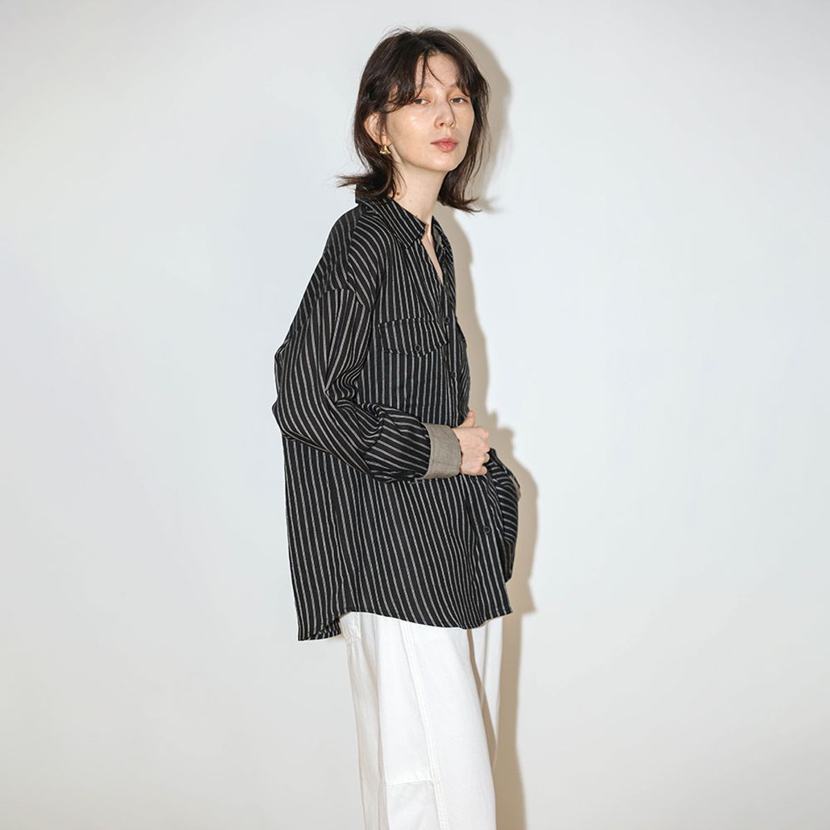 웬스데이딜라잇(WEDNESDAY DELIGHT) WD_Roll-up sleeve stripe shirt_2color