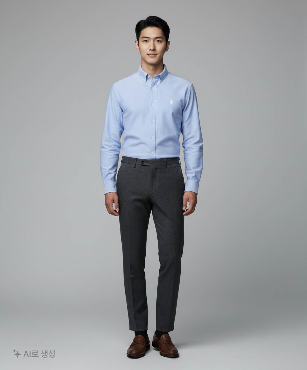 예일(YALE) 레귤러 핏 옥스포드 롱슬리브 셔츠_색스 블루 2