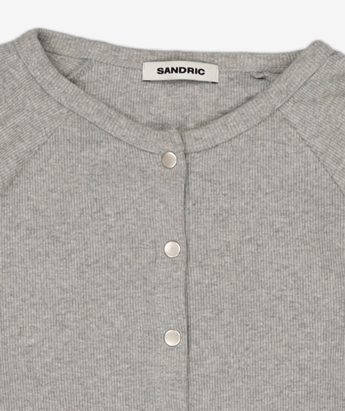 샌드릭(SANDRIC) Snap Ribbed Cardigan_Melange Grey ONE