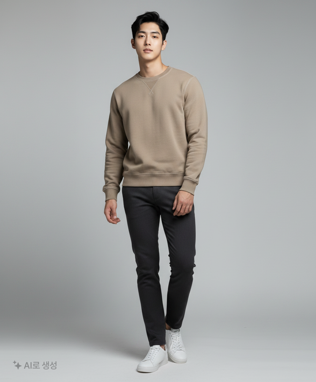 무신사 스탠다드(MUSINSA STANDARD) 콘트라스트 스티치 스웨트셔츠 [더스티 베이지] L