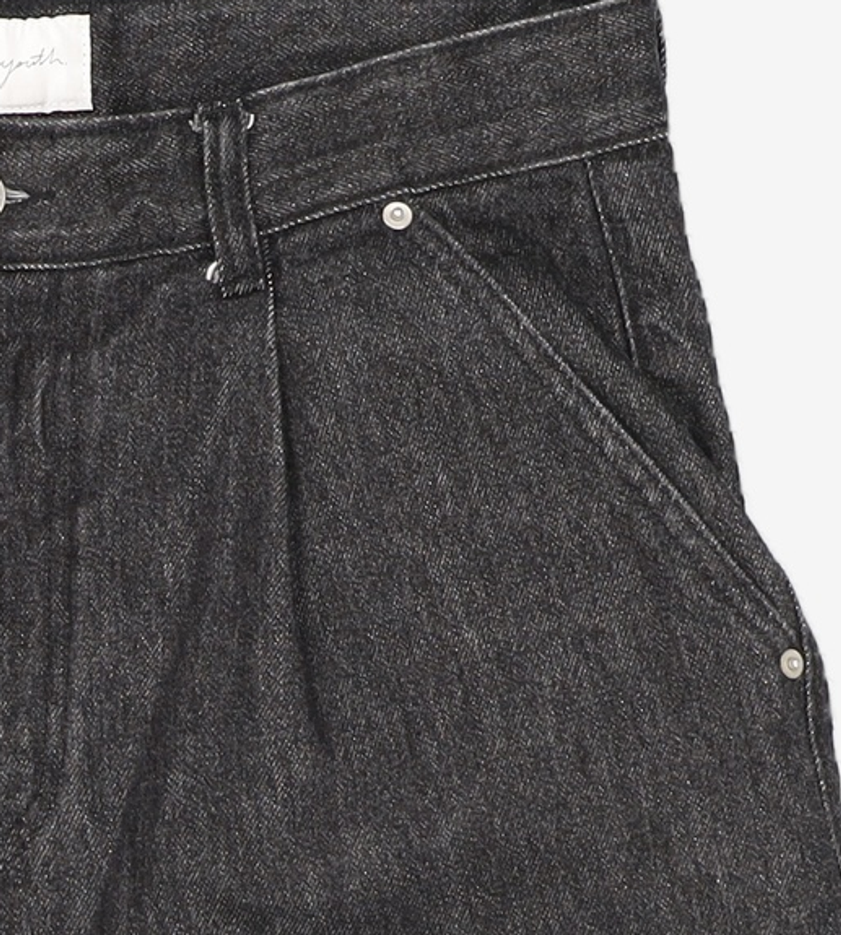 유스(YOUTH) Wide Half Denim - Washed Black S