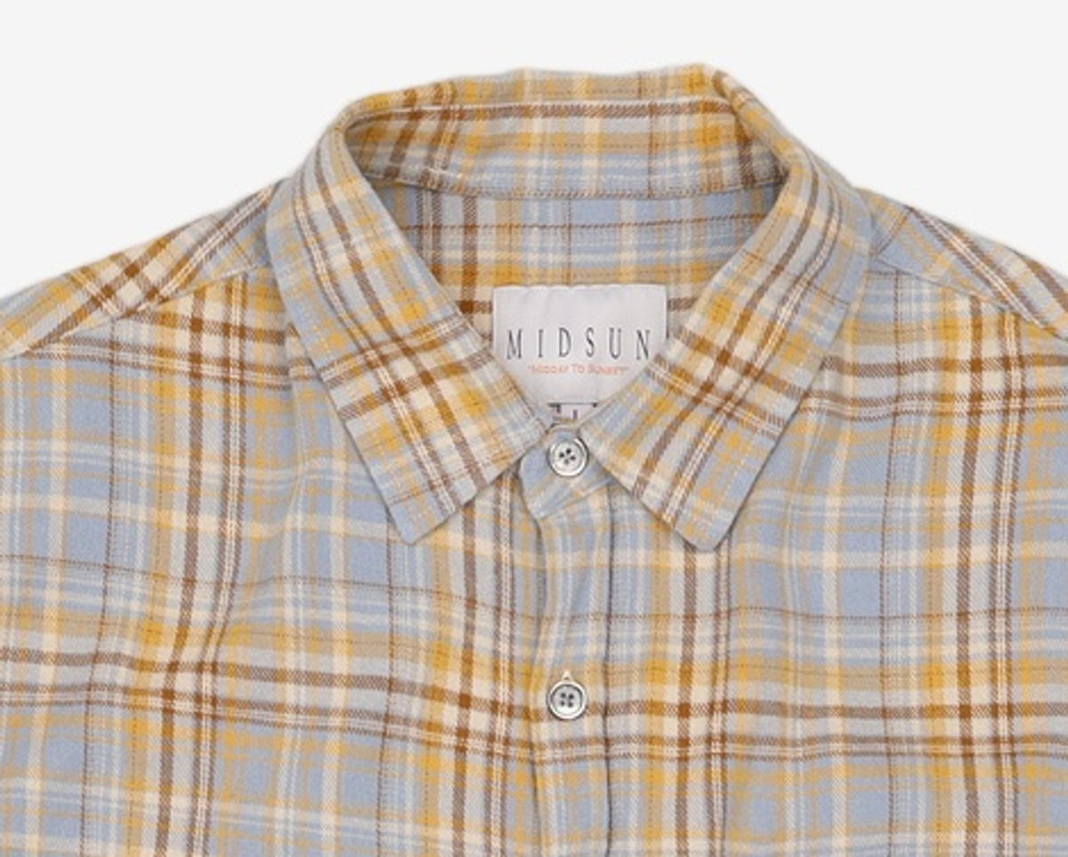 미드선(MIDSUN) Beach Check Shirt-Yellow L