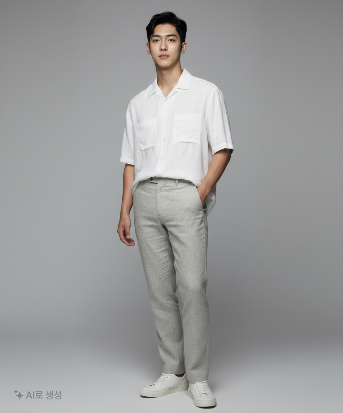 유스(YOUTH) Convertible Collar Half Shirt - White Check XL
