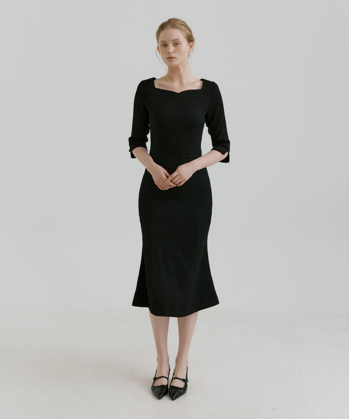 리올그(REORG) PAP TULIP NECK MERMAID TWEED OPS BLACK