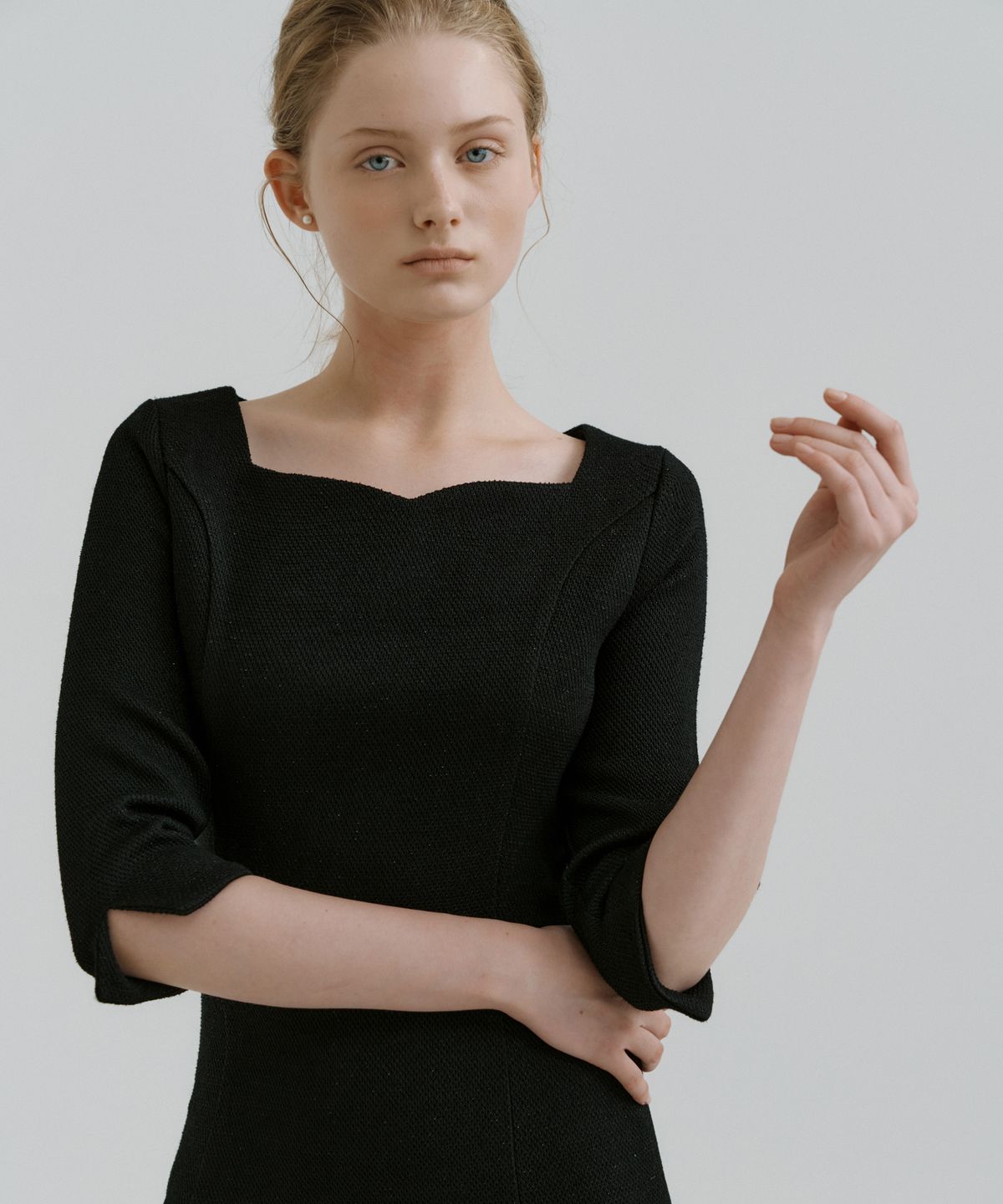 리올그(REORG) PAP TULIP NECK MERMAID TWEED OPS BLACK