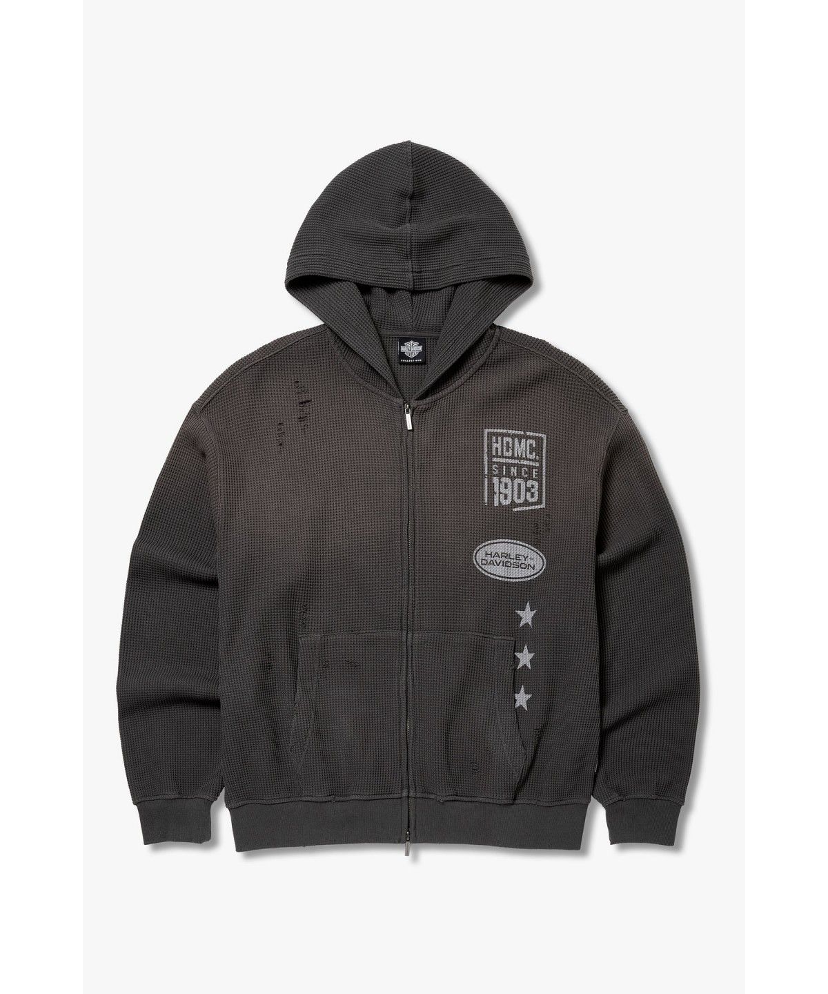 할리데이비슨 컬렉션스®(HARLEY-DAVIDSON COLLECTIONS®) 와플 스프레이 후드 집업 다크 그레이 HH16309006