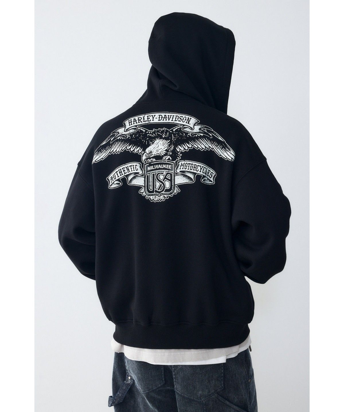 할리데이비슨 컬렉션스®(HARLEY-DAVIDSON COLLECTIONS®) 아메리칸 이글 기모 후드 집업 블랙 HH16309005
