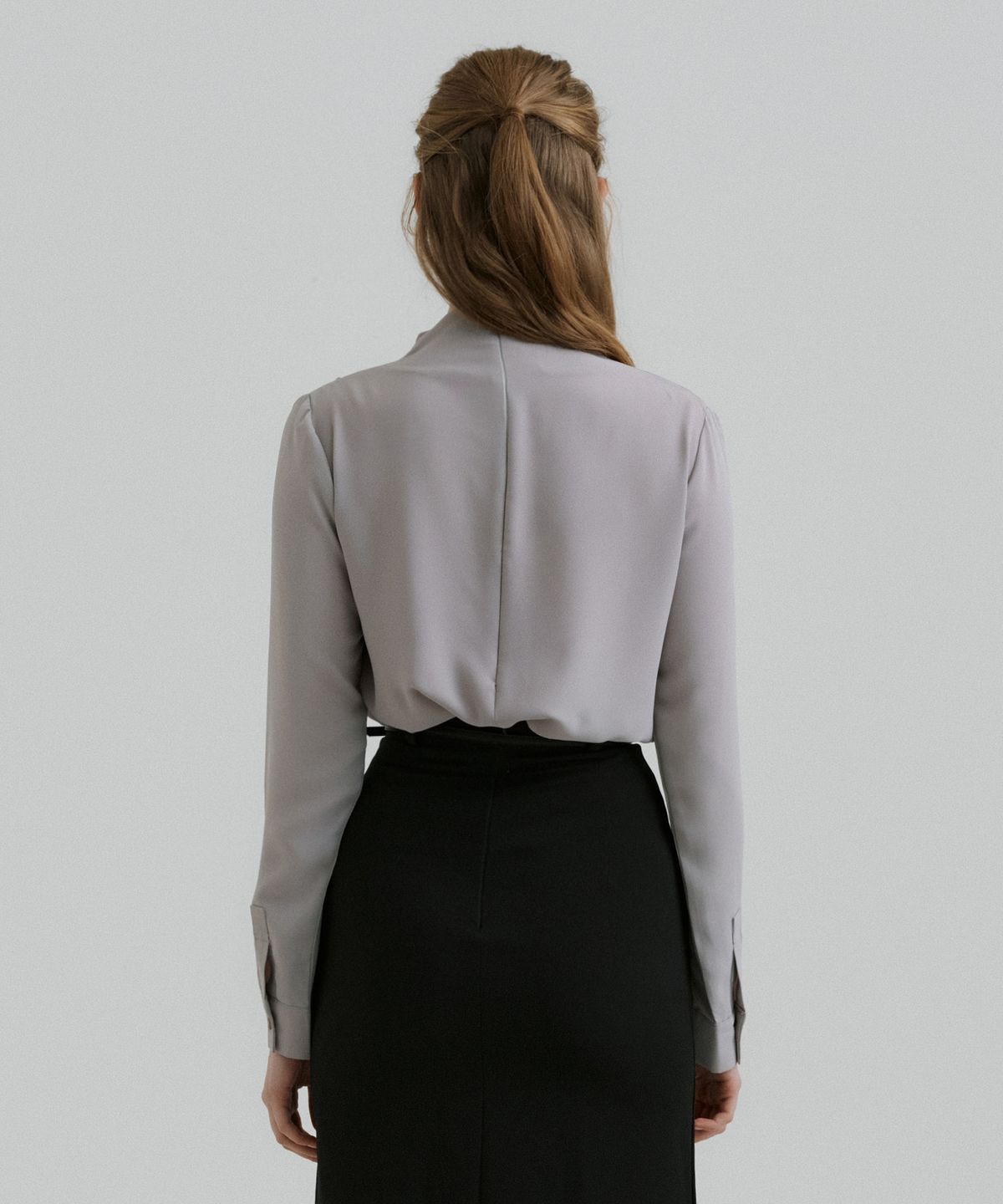 리올그(REORG) PAP HALF NECK BLOUSE DOVE