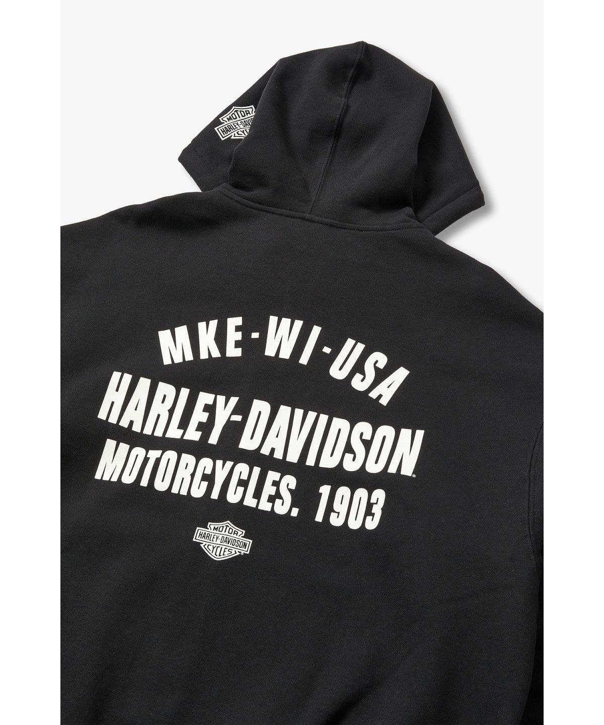 할리데이비슨 컬렉션스®(HARLEY-DAVIDSON COLLECTIONS®) 에센셜 로고 기모 후드 집업 블랙 HH16309002