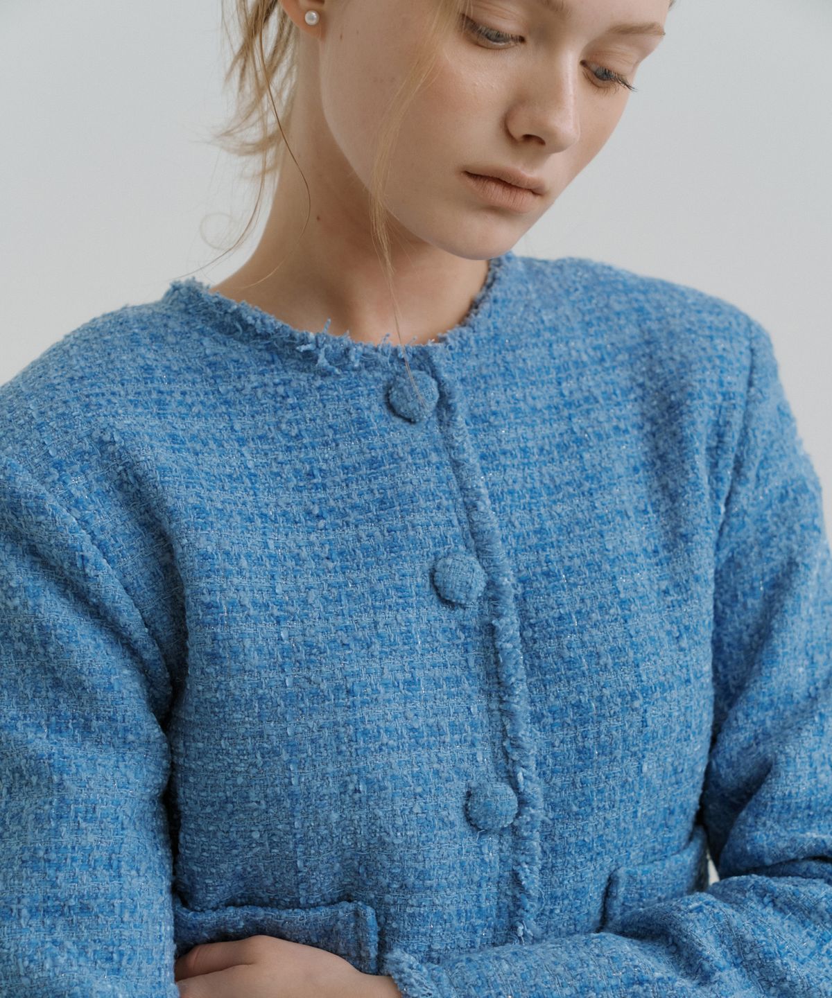 리올그(REORG) PAP TWEED JACKET PRUSSIAN BLUE
