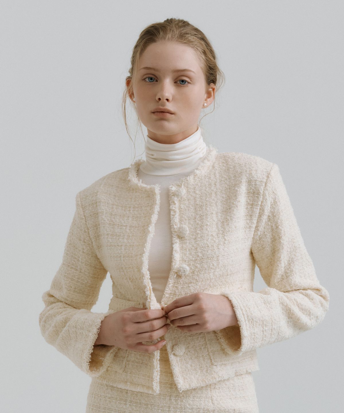 리올그(REORG) PAP TWEED JACKET CREAM