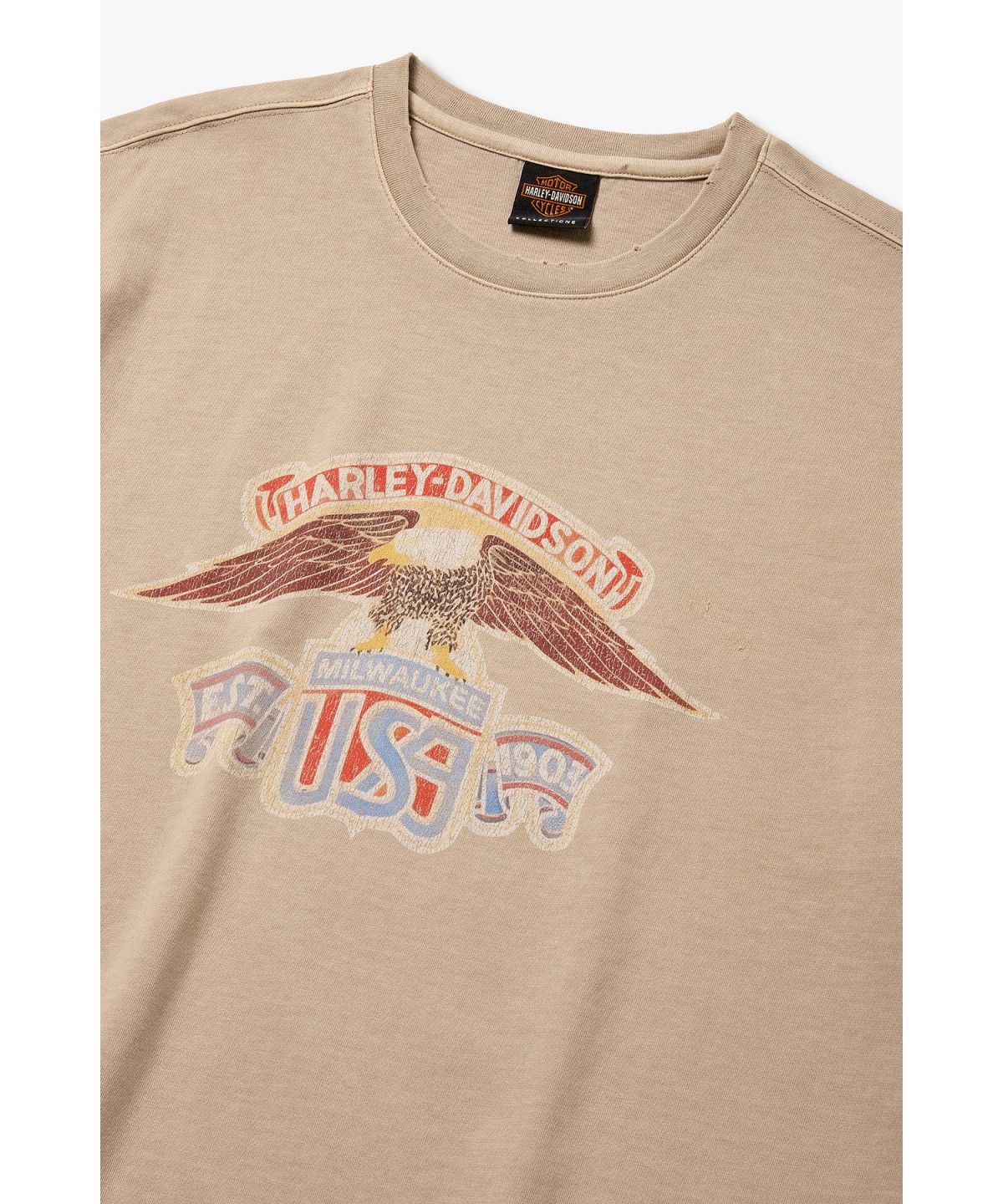 할리데이비슨 컬렉션스®(HARLEY-DAVIDSON COLLECTIONS®) [American Vintage] 이글 피그먼트 반팔 티셔츠 베이지 HH16311059