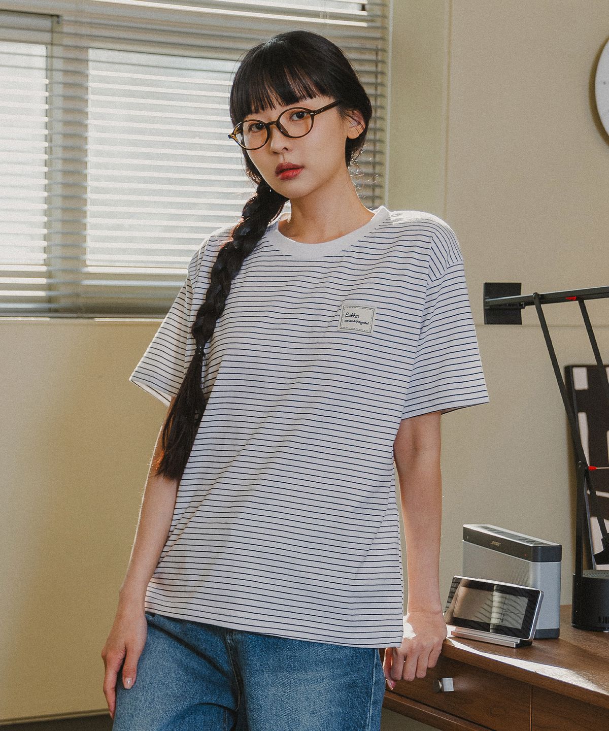 바켄(BAKKEN) [우먼] 스트라이프 반팔티셔츠BK3958 (2 COLOR)
