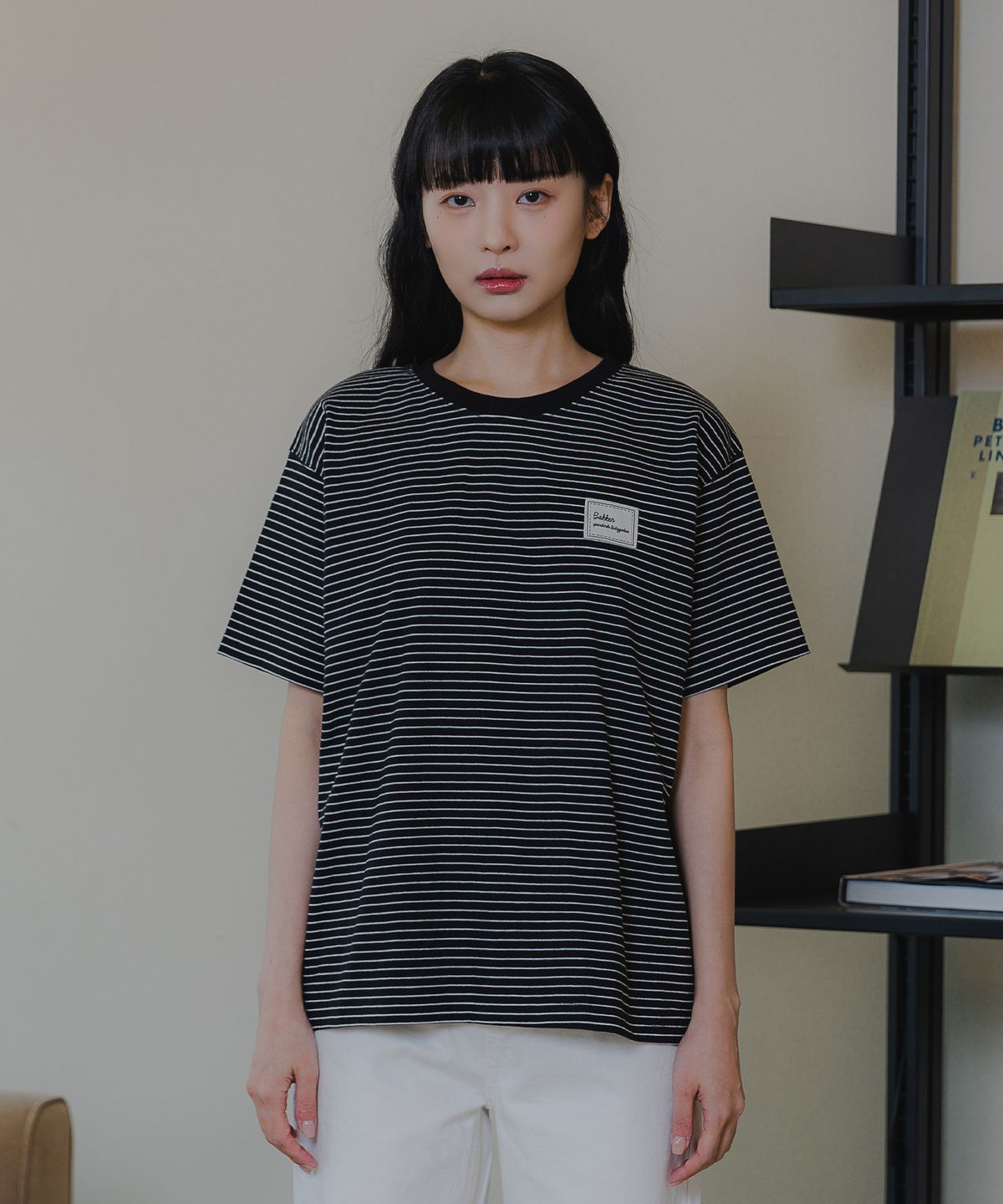 바켄(BAKKEN) [우먼] 스트라이프 반팔티셔츠BK3958 (2 COLOR)