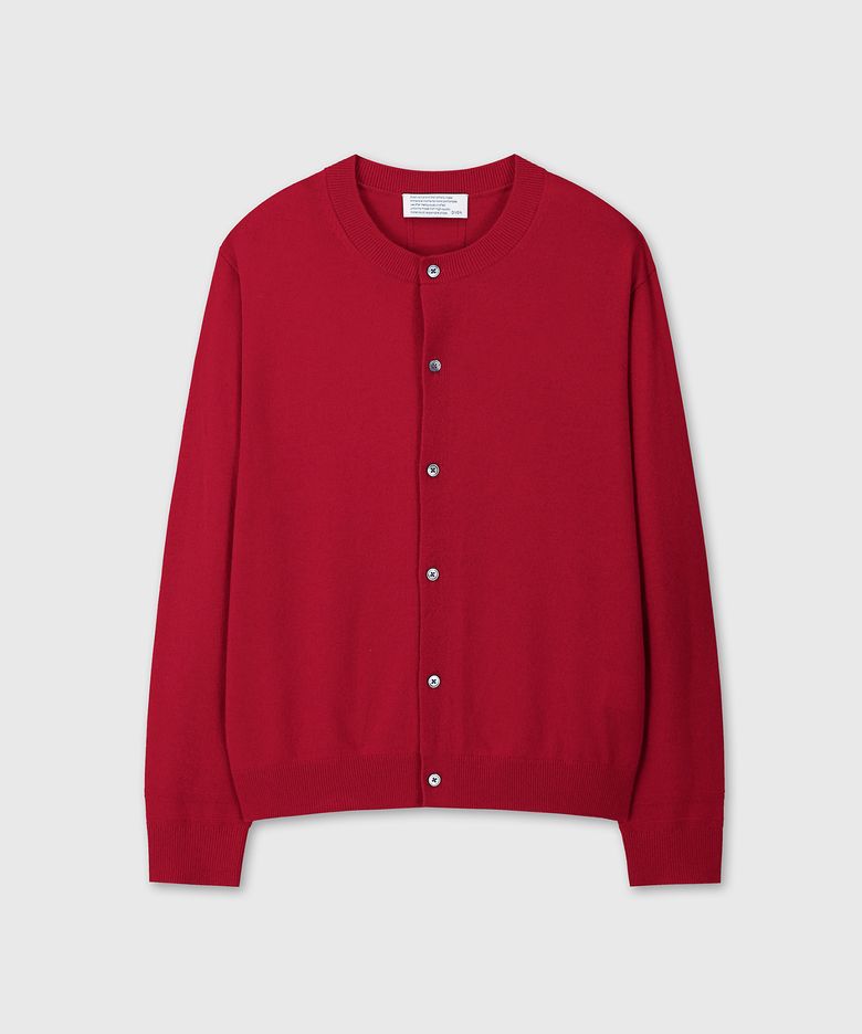ROUND NECK KNIT CARDIGAN (RED)