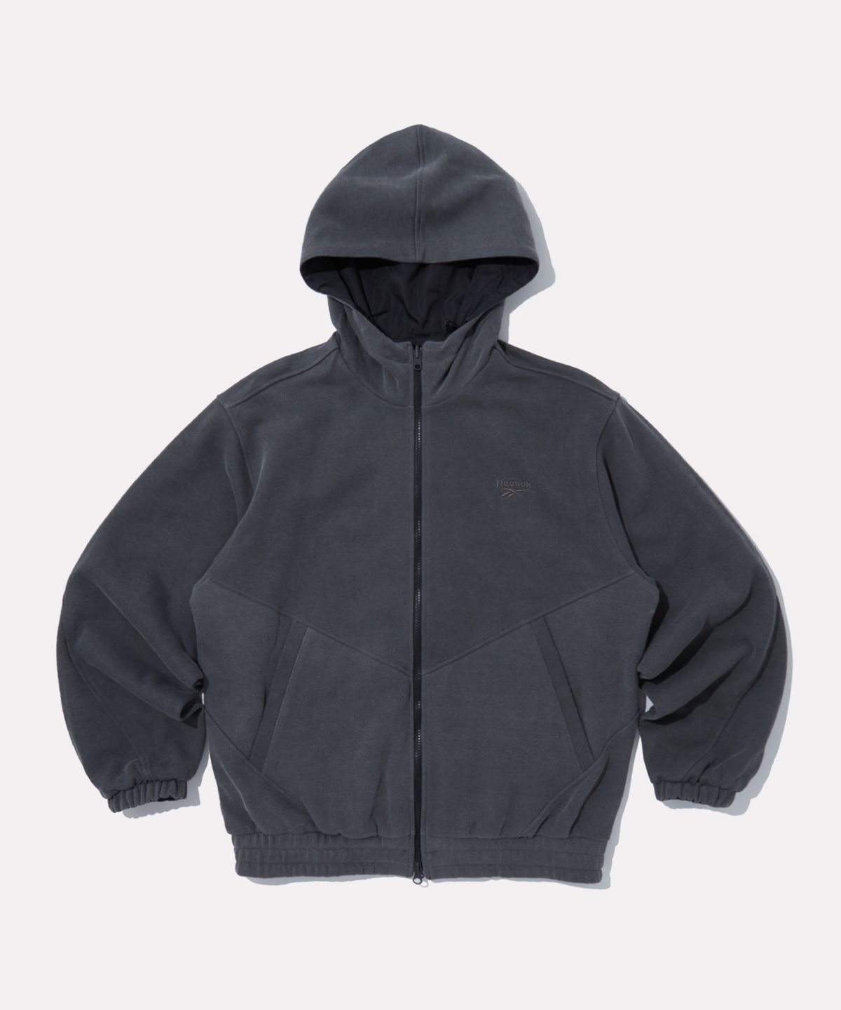 리복(REEBOK) 워싱 리버시블 후드 자켓 - 블랙:차콜