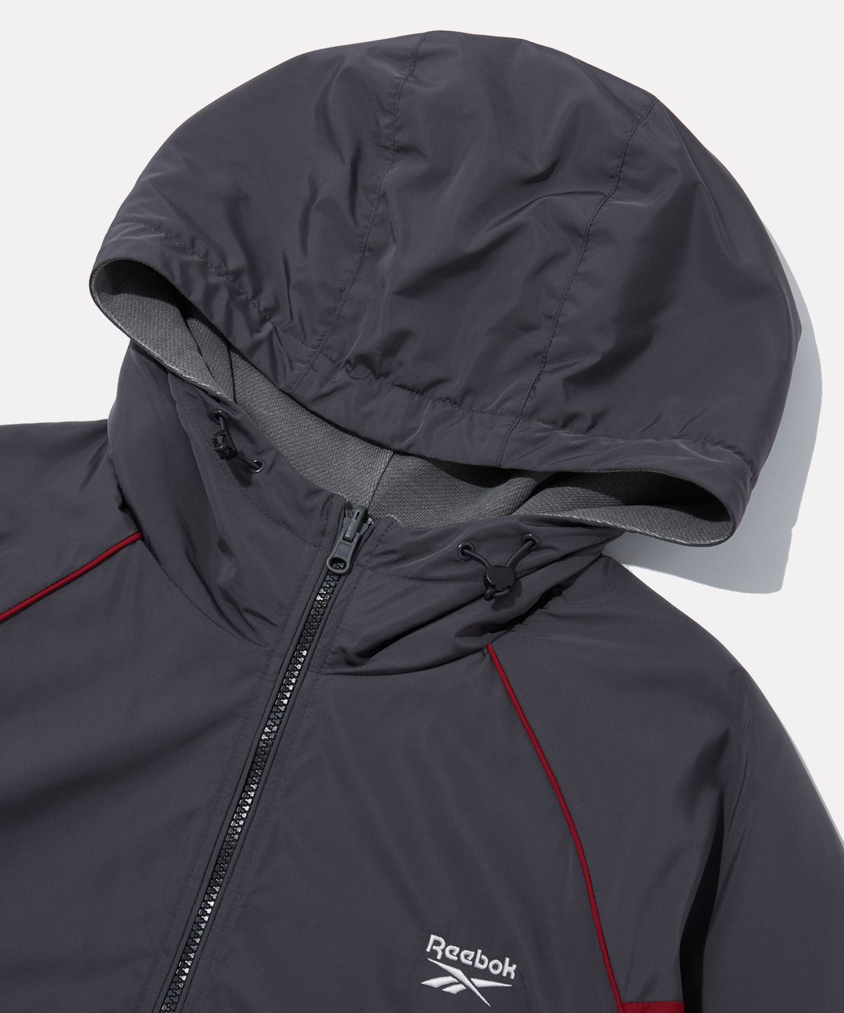 리복(REEBOK) 워싱 리버시블 후드 자켓 - 차콜:그레이